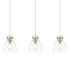 Innovations Lighting Newton Bell 3 Light 40" Wide Linear Pendant Brushed Brass / Clear
