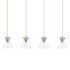 Innovations Lighting Newton Cone 4 Light 52" Wide Linear Pendant Brushed Brass / Clear