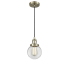 Innovations Lighting Beacon Single Light 6" Wide Mini Pendant with Adjustable Cord Antique Brass / Clear