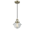 Innovations Lighting Small Oxford Single Light 8" Wide Mini Pendant with Adjustable Cord Antique Brass / Clear