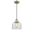 Innovations Lighting Large Bell 8" Wide Mini Pendant - Cord Suspension Antique Brass / Clear