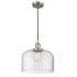 Innovations Lighting X-Large Bell Single Light 12" Wide Pendant Antique Brass / Clear