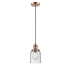 Innovations Lighting Small Bell 5" Wide Mini Pendant - Cord Suspension Antique Copper / Seedy