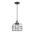 Innovations Lighting Large Bell Cage 9" Wide Mini Pendant - Cord Suspension Black Antique Brass / Clear