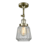 Innovations Lighting Chatham Single Light 6" Wide Semi-Flush Ceiling Fixture Antique Brass / Clear