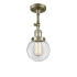 Innovations Lighting Beacon Single Light 6" Wide Semi-Flush Ceiling Fixture Antique Brass / Clear