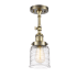 Innovations Lighting Bell 5" Wide Semi-Flush Ceiling Fixture with Shade Antique Brass / Deco Swirl