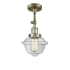 Innovations Lighting Small Oxford Single Light 8" Wide Convertible Semi-Flush Ceiling Fixture Antique Brass / Clear