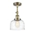 Innovations Lighting Bell 8" Wide Semi-Flush Ceiling Fixture Antique Brass / Clear Deco Swirl