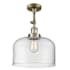 Innovations Lighting X-Large Bell 12" Wide Semi-Flush Ceiling Fixture with 16" Height Antique Brass / Clear