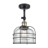 Innovations Lighting Large Bell Cage 8" Wide Semi-Flush Ceiling Fixture with 16" Height Black Antique Brass / Clear