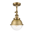 Innovations Lighting Hampden 7" Wide Semi-Flush Globe Ceiling Fixture Brushed Brass / Clear