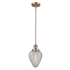 Innovations Lighting Geneseo Single Light 7" Wide Mini Pendant with Hang Straight Swivel Antique Copper / Clear Crackle