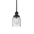 Innovations Lighting Small Bell Single Light 5" Wide Mini Pendant with Hang Straight Swivel Matte Black / Seedy