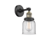 Innovations Lighting Small Bell Single Light 10" Tall Bathroom Sconce with Multiple Shade Options Black Antique Brass / Clear