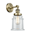 Innovations Lighting Canton Single Light 11" Tall Bathroom Sconce - 3 Way Switch on Socket Antique Brass / Clear