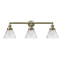 Innovations Lighting Cone 3 Light 32" Wide Commercial Vanity Light Antique Brass / Clear