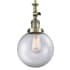 Innovations Lighting Beacon Single Light 8" Wide Mini Pendant with Heavy Cast Canopy Antique Brass / Clear