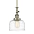 Innovations Lighting Bell 8" Wide Mini Pendant Antique Brass / Clear Deco Swirl