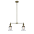 Innovations Lighting Small Canton 2 Light 21" Wide Linear Chandelier / Semi-Flush Ceiling Fixture Antique Brass / Clear