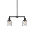 Innovations Lighting Small Bell 2 Light 21" Wide Linear Chandelier / Semi-Flush Ceiling Fixture Matte Black / Seedy