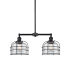 Innovations Lighting Large Bell Cage 2 Light 24" Wide Linear Chandelier / Semi-Flush Ceiling Fixture Matte Black / Clear