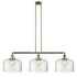 Innovations Lighting Bell 3 Light 42" Wide Commercial Linear Chandelier Antique Brass / Clear