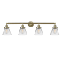 Innovations Lighting Cone 4 Light 44" Wide Vanity Light Antique Brass / Clear