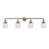 Innovations Lighting Bell 4 Light 42" Wide Commercial Vanity Light Antique Brass / Clear