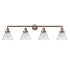 Innovations Lighting Cone 4 Light 44" Wide Commercial Vanity Light Antique Copper / Clear