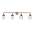 Innovations Lighting Bell 4 Light 42" Wide Commercial Vanity Light Antique Copper / Clear
