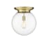 Innovations Lighting Beacon 14" Wide Flush Mount Globe Ceiling Fixture Antique Brass / Clear