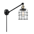Innovations Lighting Small Bell Cage Single Light 25" Tall Bathroom Sconce Black Antique Brass / Clear