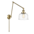 Innovations Lighting Bell 30" Tall Hardwired or Plug-In Wall Sconce Antique Brass / Clear Deco Swirl
