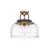 Innovations Lighting Kahana 3 Light 15" Wide Semi-flush Ceiling Fixture Black Brushed Brass / Clear