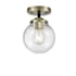 Innovations Lighting Beacon Single Light 6" Wide Semi-Flush Ceiling Fixture Black Antique Brass / Clear