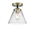 Innovations Lighting Large Cone 8" Wide Semi-Flush Ceiling Fixture Black Antique Brass / Clear