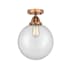 Innovations Lighting Beacon 10" Wide Semi-Flush Globe Ceiling Fixture Antique Copper / Clear