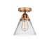 Innovations Lighting Cone 8" Wide Semi-Flush Ceiling Fixture with Cone Shade Antique Copper / Clear