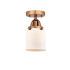 Innovations Lighting Bell 5" Wide Semi-Flush Ceiling Fixture Antique Copper / Matte White