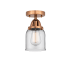 Innovations Lighting Bell 5" Wide Semi-Flush Ceiling Fixture Antique Copper / Clear