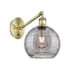 Innovations Lighting Athens Deco Swirl 10" Tall Swing Arm Wall Sconce Antique Brass / Light Smoke Deco Swirl