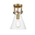 Innovations Lighting Newton Cone 8" Wide Semi-Flush Ceiling Fixture Brushed Brass / Clear