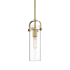 Innovations Lighting Pilaster II Cylinder 5" Wide Mini Pendant Brushed Brass / Clear