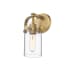 Innovations Lighting Pilaster II Cylinder 11" Tall Wall Sconce Brushed Brass / Clear