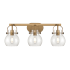 Innovations Lighting Pilaster II Sphere 3 Light 27" Wide Vanity Light Brushed Brass / Clear