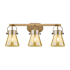 Innovations Lighting Pilaster II Cone 3 Light 27" Wide Vanity Light Brushed Brass / Mercury