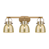 Innovations Lighting Pilaster II Bell 3 Light 27" Wide Vanity Light Brushed Brass / Mercury