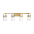 Innovations Lighting Pilaster 4 Light 35" Wide Vanity Light Brushed Brass / Clear
