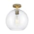 Innovations Lighting Crown Point 10" Wide Semi-Flush Globe Ceiling Fixture Brushed Brass / Clear